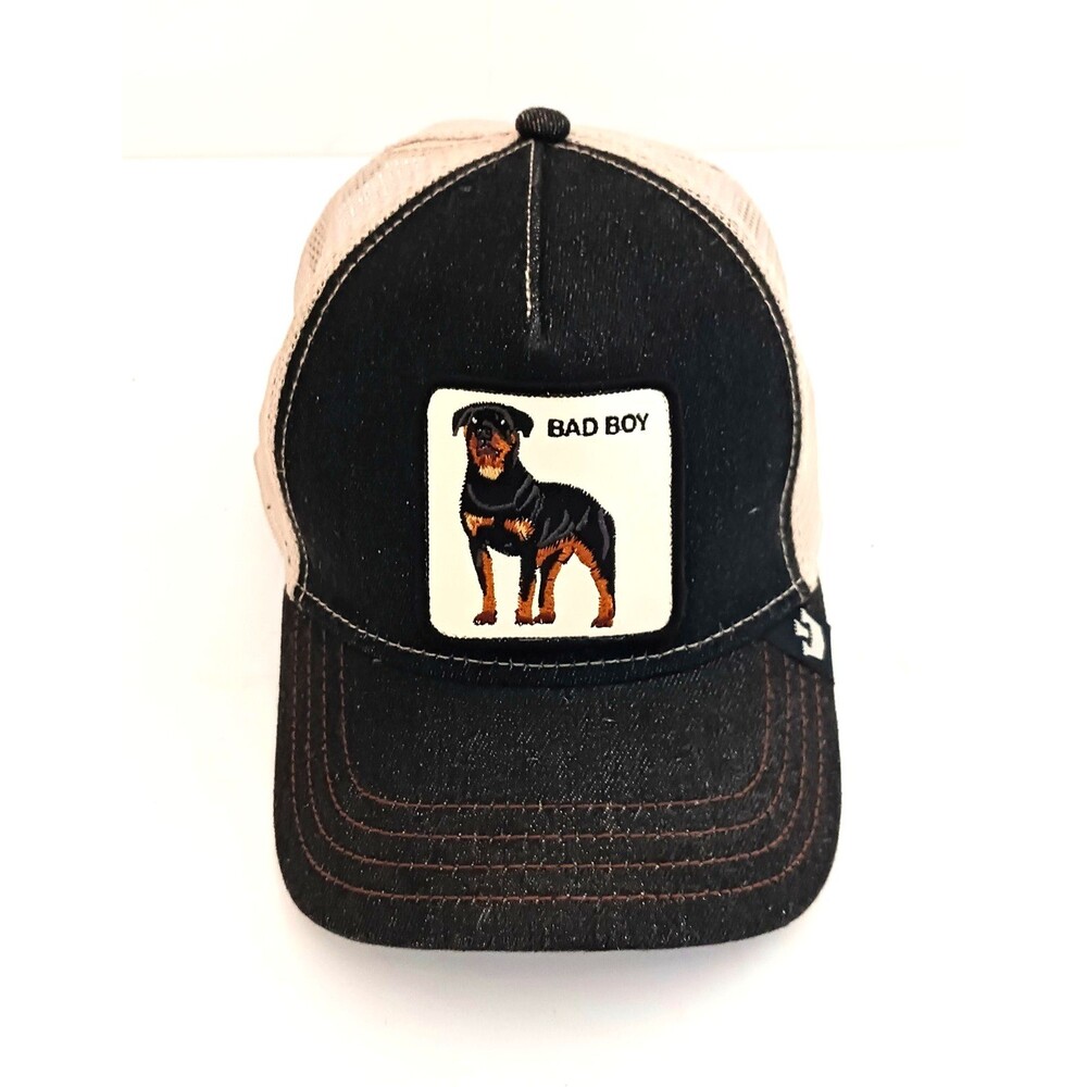 NEW Goorin Bros The Farm Trucker Hat Bad Boy Rotweiller Dk Denim Mesh